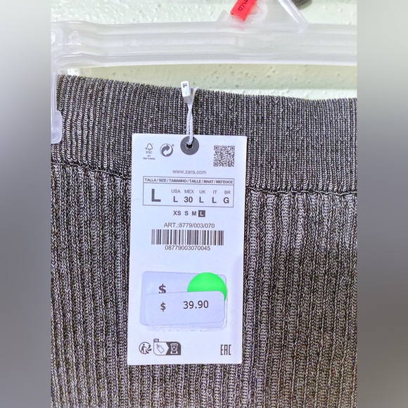 Zara Textured silver Skirt nwt - Picture 4 of 6